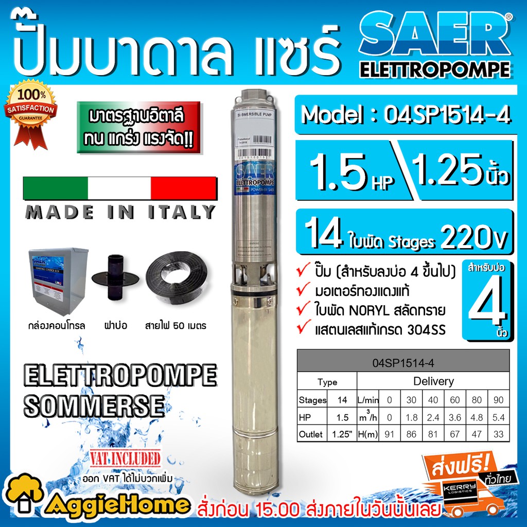 saer-ปั๊มบาดาล-รุ่น-04sp1514-4-220v-1-25นิ้ว-1-5แรง-14ใบ-สายไฟ-3x1-5-ฝาบ่อ1-25-กล่องคอนโทรล-บาดาล-ซัมเมิส