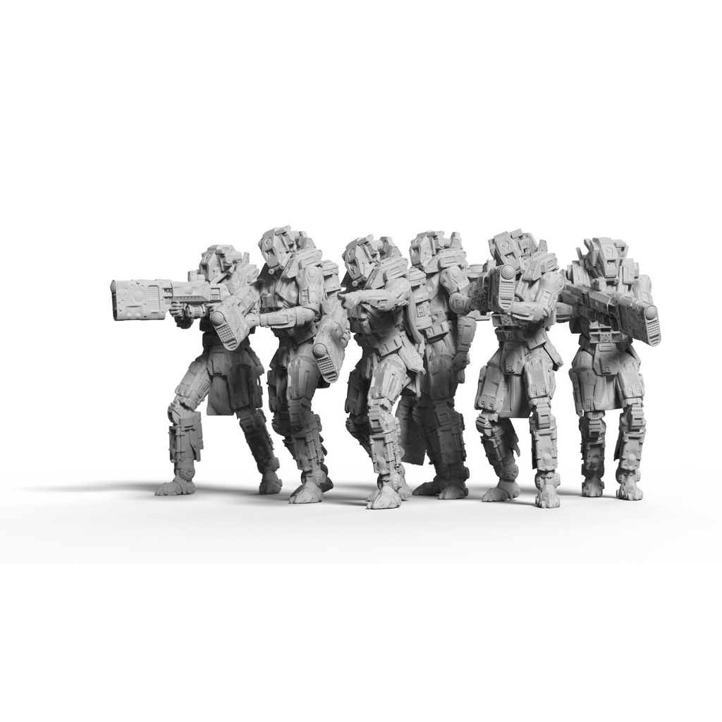 โมเดล-robot-with-sci-fi-battle-armor-miniatures-1set-จำนวน-6-figures-scale-1-25-1-35-1-64