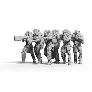 โมเดล Robot with Sci Fi Battle Armor Miniatures 1set จำนวน 6 figures (scale 1/25 , 1/35 1/64)
