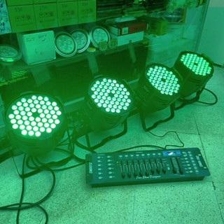 ชุดไฟพาร์ LED Par 54Led 9W 3in1 RGB [T009]  กดเลือกซื้อ ไฟ 4 ตัวพร้อม DMX 512 1ตัว หรือ DM 240 1ตัว ไฟดิสโก้ Disco light