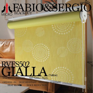 RVFS502 ม่านม้วน ทึบแสง สีเหลือง GIALLAรุ่น “FABIO &amp; SERGIO”