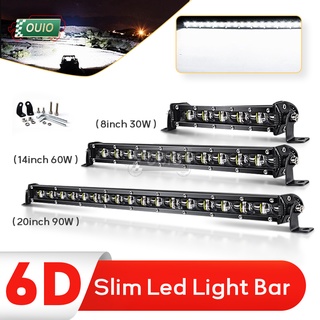 แถบไฟ Led 6D 26 นิ้ว 120W แถวเดียว บางพิเศษ 6500K 12V 24V สําหรับรถยนต์ เรือ ATV 4x4