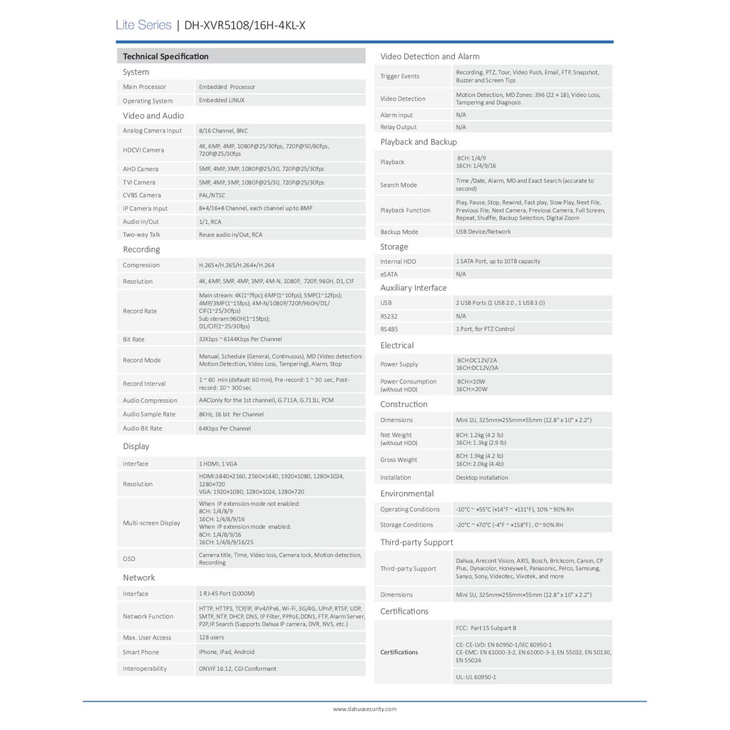 dahua-เครื่องบันทึกกล้องวงจรปิด-xvr5108h-4kl-x-8-ch