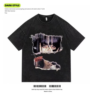 เสื้อยืดแขนสั้น ทรงหลวม ขนาดใหญ่ เข้ากับทุกการแต่งกาย สไตล์สตรีท อเมริกัน เรโทร สําหรับผู้ชาย