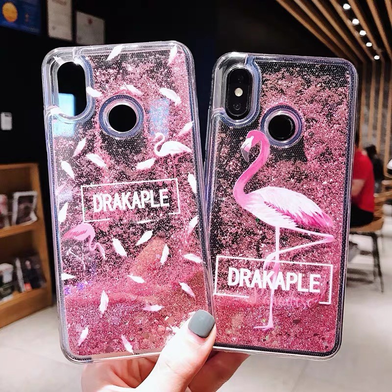 huawei-honor-8x-9-lite-10-v10-v20-nova-3-3i-y7-y9-2018-y6-2019-flamingo-patterned-glitter-liquid-bling-soft-case-ceover