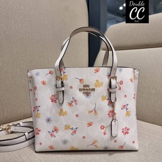 (แท้ 💯%‼ Factory ไม่ใช่งานออก Shop) CO ACH C8612 MOLLIE TOTE 25 IN SIGNATURE CANVAS WITH MYSTICAL FLORAL PRINT