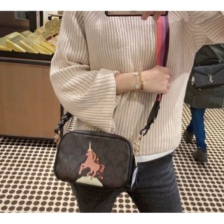 🎀 (สด-ผ่อน) กระเป๋าครอสบอดี้ 2 ซิป COACH C1303 JES CROSSBODY 20 IN SIGNATURE CANVAS WITH UNICORN