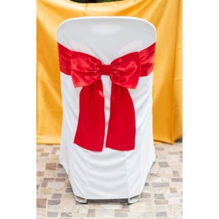 ภาพหน้าปกสินค้าผ้าคลุมเก้าอี้พลาสติกสีขาว+ โบว์สีแดง ราคา ชุดละ75 ที่เกี่ยวข้อง