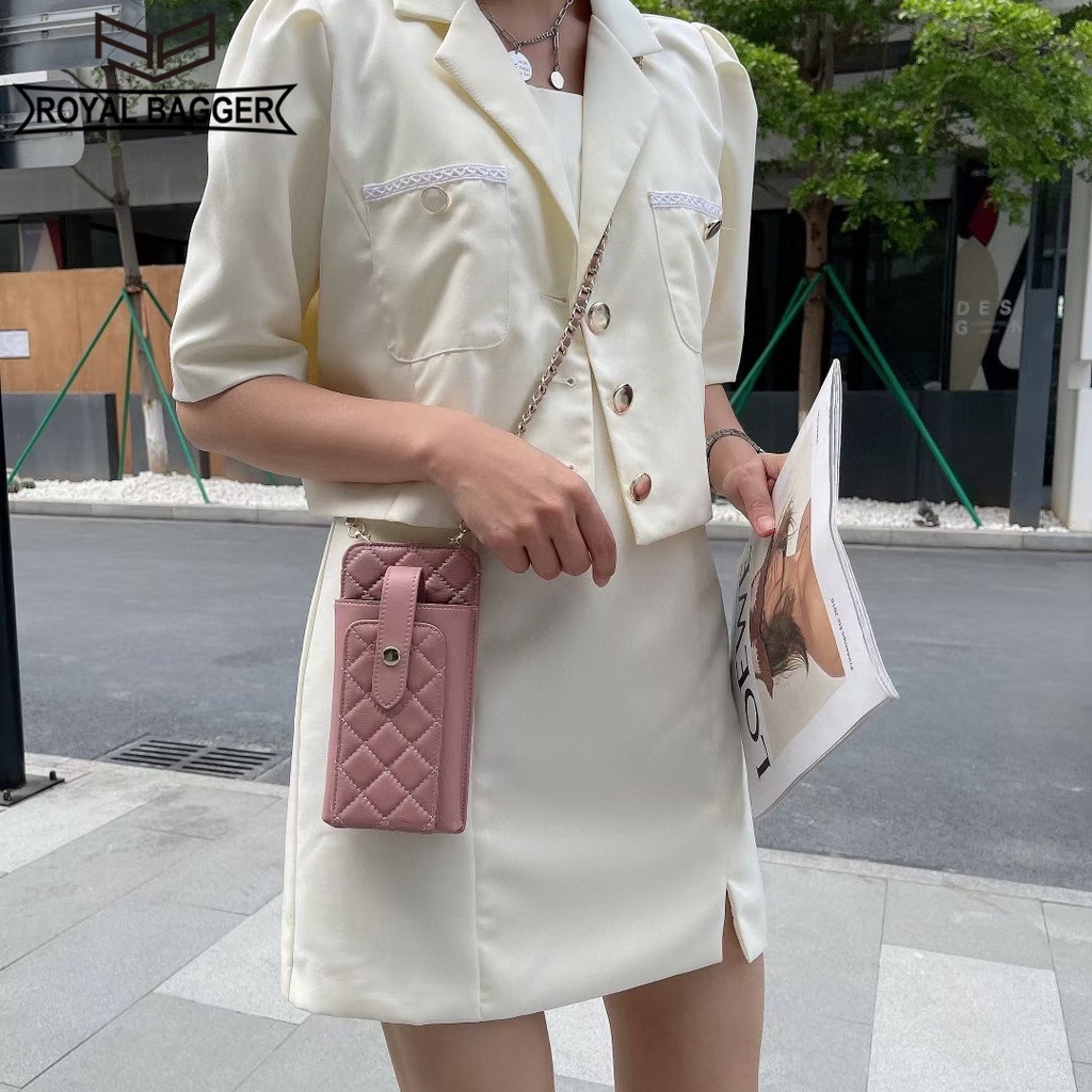 royal-bagger-กระเป๋าสะพายไหล่-หนังแกะแท้-ขนาดเล็ก-แต่งสายโซ่คล้อง-สําหรับผู้หญิง