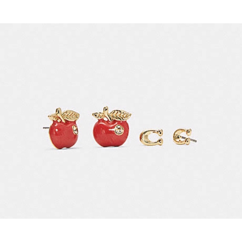 ต่างหู-coach-signature-and-apple-stud-earrings-set-coach-c7774-gold