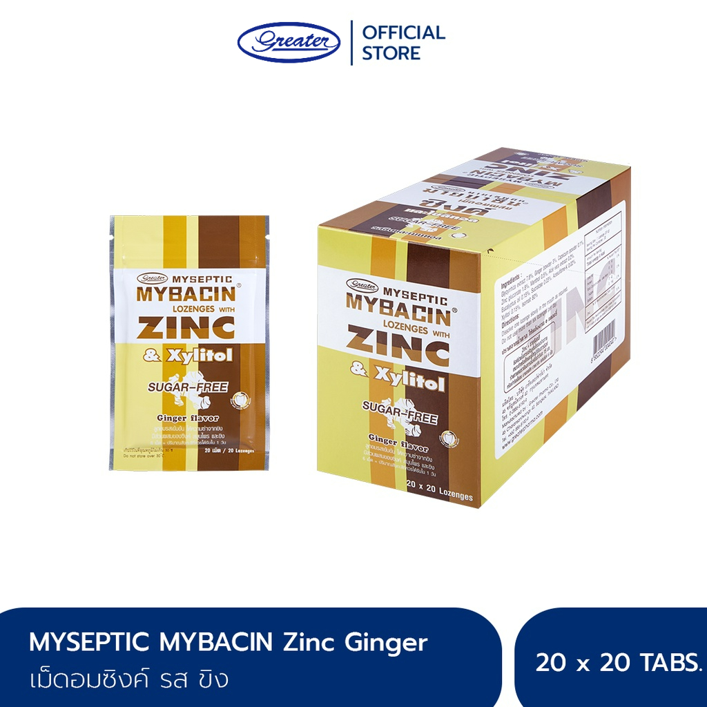 ภาพหน้าปกสินค้า(ชิงโชคทอง) มายบาซิน ซิงค์ เม็ดอม รสขิง MyBacin ZINC Ginger_Greater เกร๊ทเตอร์ฟาร์ม่า จากร้าน greaterpharma บน Shopee