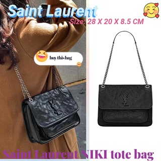 แซงต์โลรองต์  Saint Laurent  ysl  NIKI กระเป๋าถือหนังวินเทจพับขนาดกลาง/กระเป๋าผู้หญิง/กระเป๋าสะพาย/สไตล