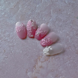 [CORAL Sea] สติกเกอร์ ลายดอกกุหลาบ สีดํา สีขาว สีชมพู สําหรับตกแต่งเล็บ