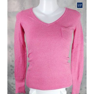 GAP เสื้อยืดคอวีแขนยาว - สีชมพู ไซส์ 28-32" ของแท้ (สภาพเหมือนใหม่)