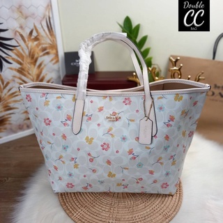 (แท้ 💯%‼ Factory) COACH CITY TOTE IN SIGNATURE CANVAS WITH MYSTICAL FLORAL PRINT