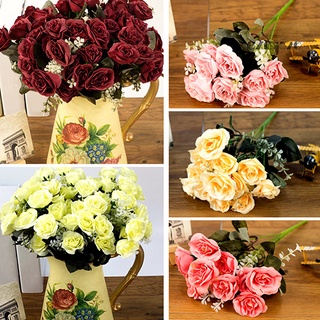 AG 1Bouquet/12Heads European Style Room Decor Romantic French Artificial Rose Flowers
