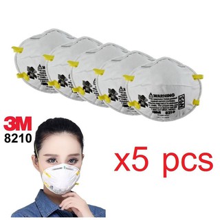 (x5ชิ้น) 3M 8210 N95 หน้ากากป้องกันฝุ่น Particulate Respirator PM2.5