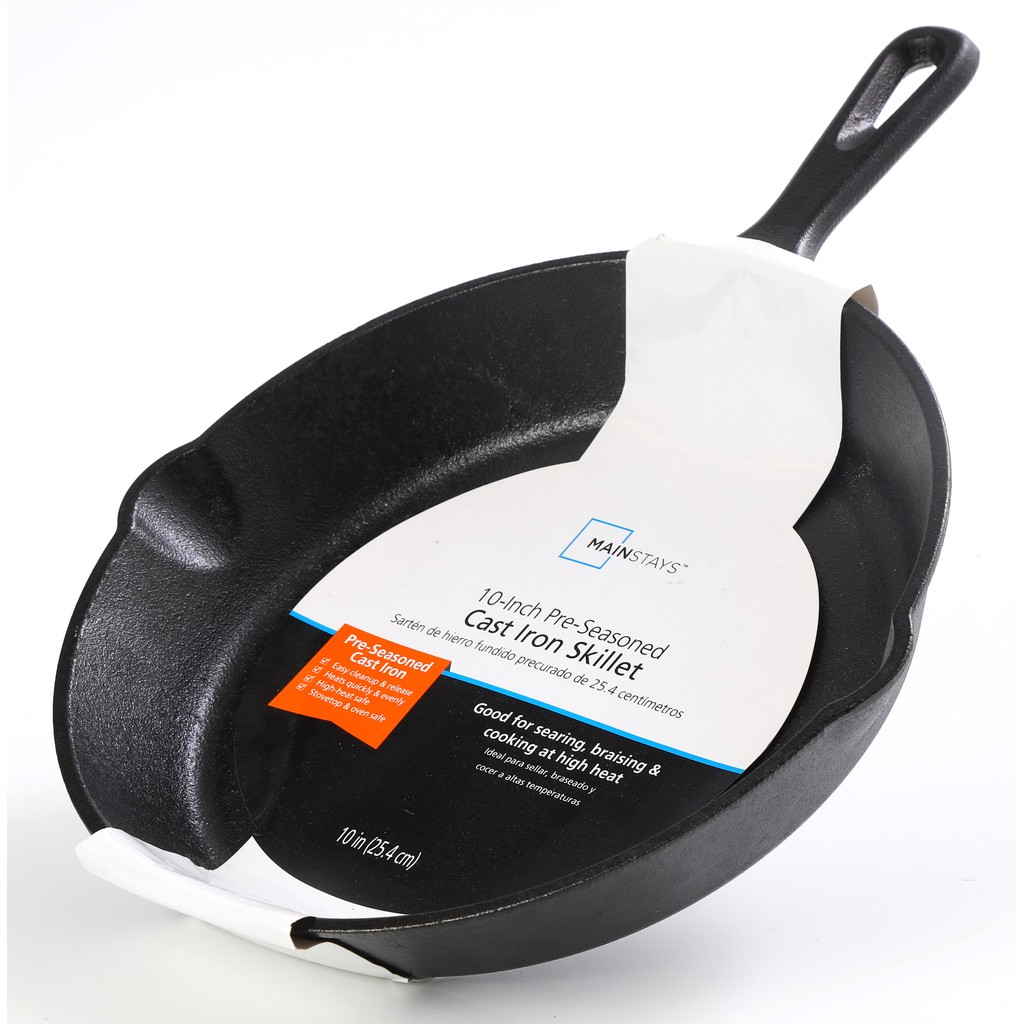 Mainstays Cast Iron 10" Skillet กระทะเหล็กหล่อ กระทะย่างสเต็ก Shopee