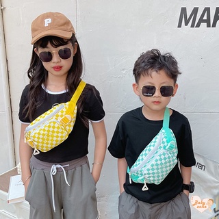 Babyzone กระเป๋าคาดเอว ลายตารางหมากรุก เรียบง่าย สไตล์เกาหลี ปรับขนาดได้ สําหรับเด็กผู้ชาย