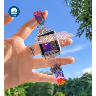 ภาพขนาดย่อของสินค้าสายเรซิ่นหินอ่อนรุ้ง สาย watch 7 6 se 5 4 3 2 1 นาฬิกาข้อมือ ใช้ได้กับ ซีรีส์ 1-7 สาย iwatch สายนาฬิกา smart watch