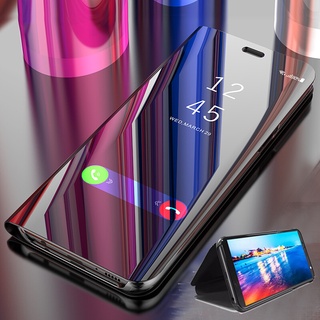 เคสโทรศัพท์มือถือหนัง แบบฝาพับกระจกใส พร้อมขาตั้ง สําหรับ Samsung Galaxy Note 20 Ultra Note 10 Plus Note 8 9 -01