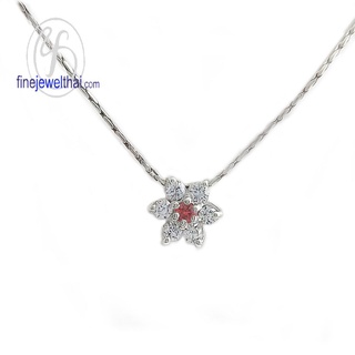 Finejewelthai-จี้ทับทิม-ทับทิม-จี้เพชรCZจี้พลอย-พลอยประจำเดือนเกิด-Ruby-Silver-Pendant-Birthstone-P1023rb00_2