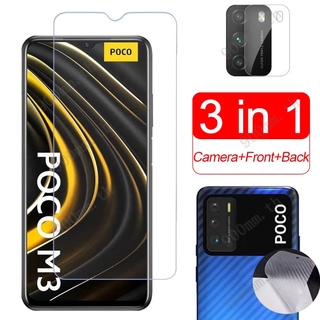 3-in-1 ฟิล์มกระจก Poco M3 X3 กระจกนิรภัย Xiaomi Poco M3 X3 NFC F2 M2 F1 X2 Pro Redmi 9A 9 Pro Max ป้องกันหน้าจอ ฟิล์มกระจกกันเลนส์กล้อง &amp; ฟิล์มหลัง