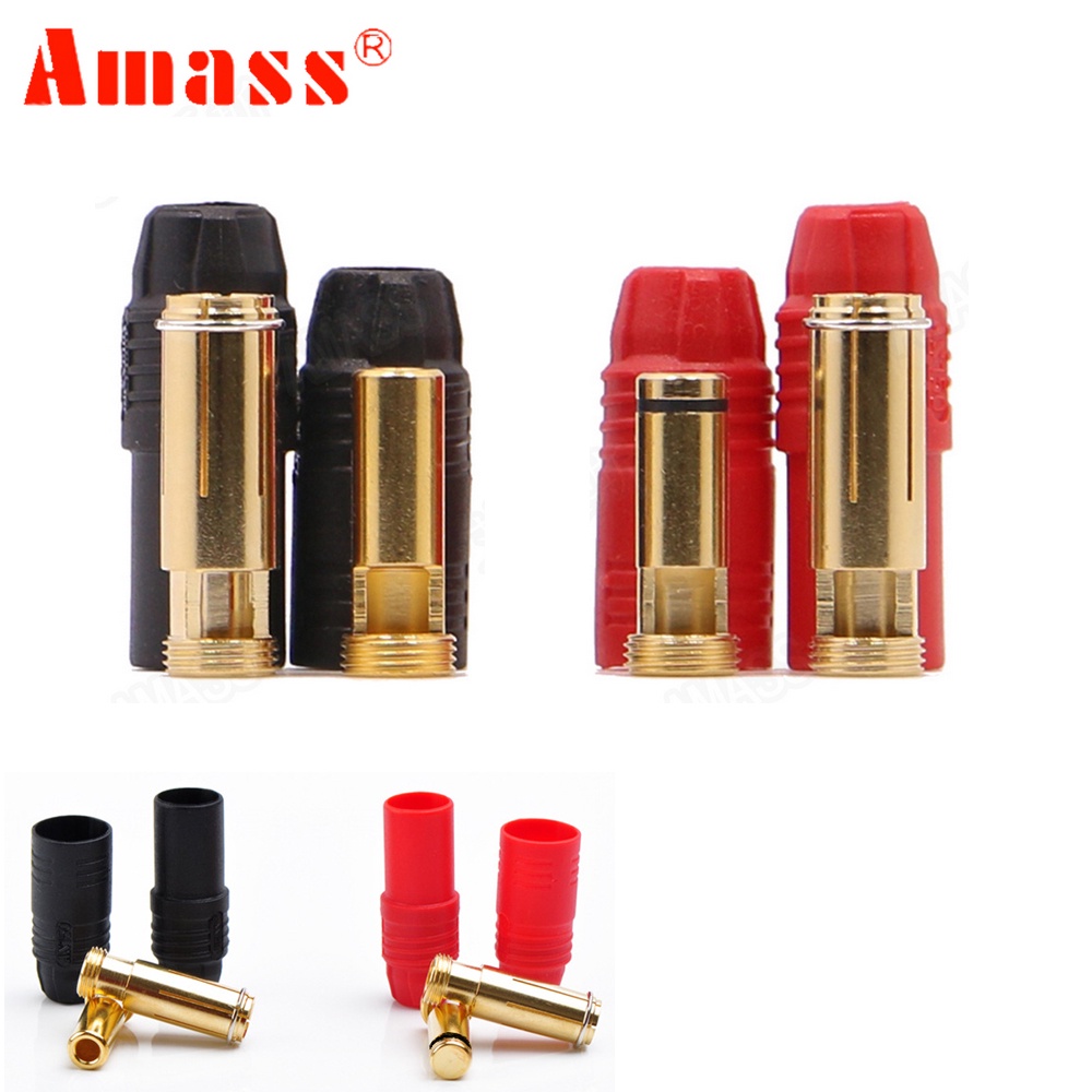 Amass AS150 ชุดปลั๊กกล้วยเชื่อมต่อแบตเตอรี่ ตัวผู้ ตัวเมีย 7 มม. ชุบทอง ...