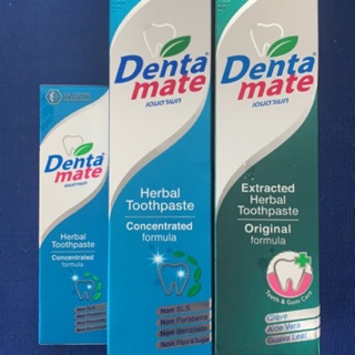 สินค้า ยาสีฟันสมุนไพร เดนตาเมท Dentamate ขนาด 100+18 กรัม,100 กรัม (สูตรดั้งเดิม / เข้มข้น) (ไม่มีสารเคมี)(ราคาพิเศษสุดคุ้ม!!!)