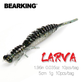 Bearking Larva เหยื่อตกปลาซิลิโคน แบบนิ่ม รูปหนอน 5 ซม. 1 กรัม 10 ชิ้น ต่อถุง