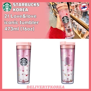 【 Starbucks 】แก้ว starbucks แท้ แก้วน้ำ Starbucks Korea 21 Love&love iconic tumbler 473ml (16oz) แก้วน้ำทัมเบลอร์