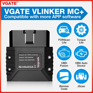 Vgate vLinker MC+ ELM327 บลูทูธ 4.0 OBD 2 OBD2 ELM 327 wifi เครื่องมือสแกนเนอร์วินิจฉัยรถยนต์ สําหรับ Android IOS