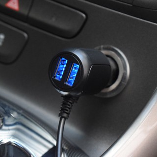Ekleva 5V 3.0A / 2.0A พอร์ต USB คู่ Dash Cam อะแดปเตอร์ชาร์จในรถยนต์ สายเคเบิลซ็อกเก็ตชาร์จ สําหรับ DVR การชาร์จยานพาหนะ พร้อม 3.5 เมตร