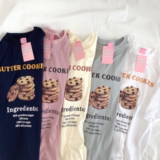 destinytshirt S109 เสื้อยืด oversize ผ้าคอตตอน สไตล์ minimal สกรีน butter cookies 🍪