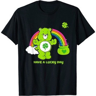 ใส่สบายๆสินค้ามาใหม่Bear ฤดูร้อนmen disney  Care Bears Have A Lucky Day T-Shirt เสื้อยืดแฟชั่นคอกลม สบายๆ ผ้าฝ้าย100%
