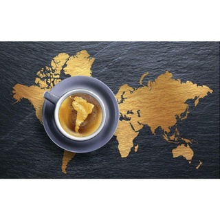 โปสเตอร์ผ้าไหม ลายแผนที่โลก กาแฟ ยักษ์ สําหรับตกแต่งผนังบ้าน