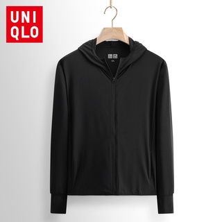 Uniqlo เสื้อแจ็กเก็ต กันลม มีฮู้ด มีซิป สําหรับผู้ชาย เหมาะกับการเล่นกีฬา เดินป่า Upf 50+