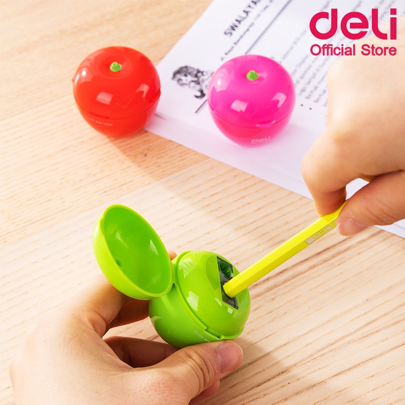 deli-0566-pencil-sharpener-กบเหลาดินสอ-ทรงแอปเปิ้ล-คละสี-1-ชิ้น-กบ-เครื่องเขียน-อุปกรณ์การเรียน-อุปกรณ์เครื่องเขียน-กบเหลาดินสอไม้