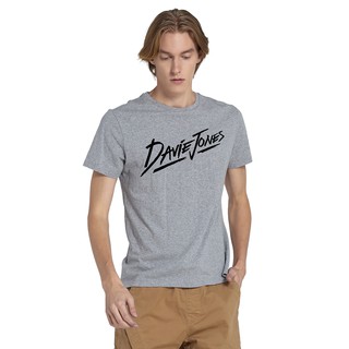 เสื้อยืดใหม่ 2022DAVIE JONES เสื้อยืดพิมพ์ลายโลโก้ สีเทา Logo Print T-Shirt in grey LG0014TDL XL  XXL 3XL