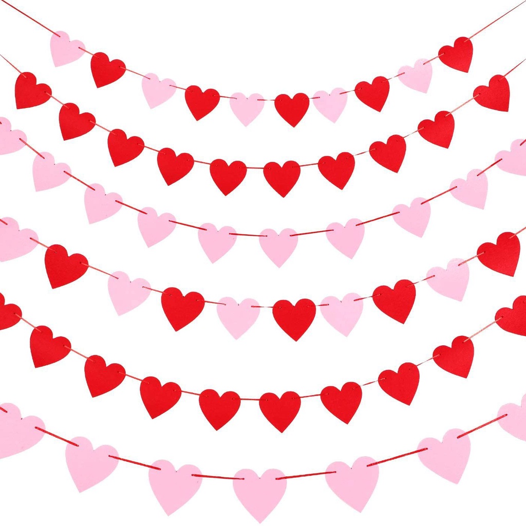 ภาพสินค้าSUYOU Decor Valentines Day Decoration Supplies Anniversary Heart Banner Wedding Party DIY Felt Valentine's Day Heart Garland/Multicolor จากร้าน suyou.th บน Shopee ภาพที่ 7