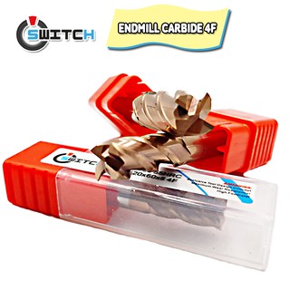 Endmill carbide เอ็นมิล คาร์ไบด์ ดอกกัดเหล็ก สีทอง 4F 55HRC (รุ่นความยาว Standard) Dia 1-8