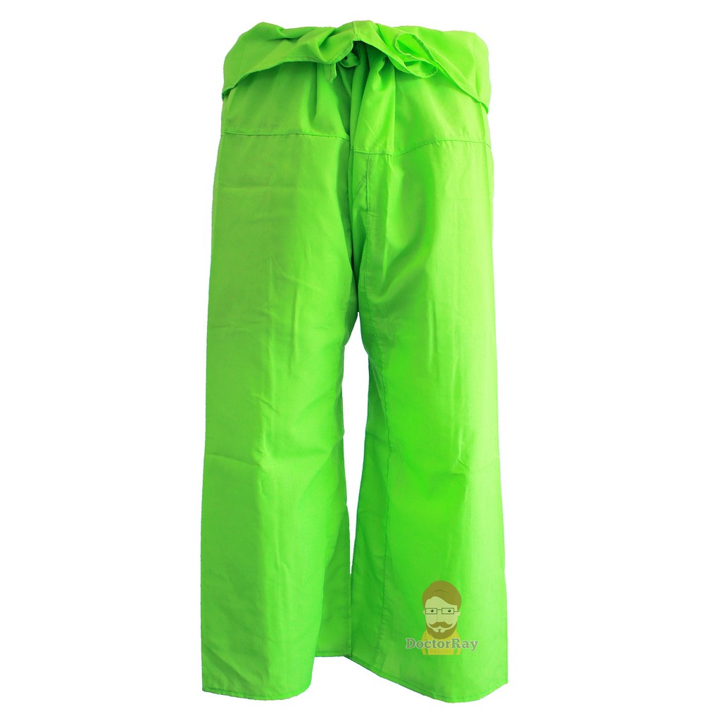 กางเกงเล สีเขียวตองมะนาว แบบยาว Thai Fisherman Pants Shopee Thailand