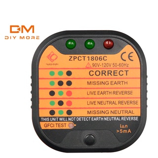 Diymore 1 ชิ้น EU UK US เต้าเสียบเครื่องทดสอบเครื่องตรวจจับวงจรขั้วแรงดันไฟฟ้าปลั๊กเบรกเกอร์กราวด์ศูนย์สวิทช์