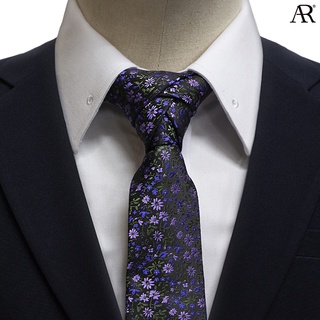 ANGELINO RUFOLO Necktie(NTS-กฟ.048) เนคไทผ้าไหมทออิตาลี่คุณภาพเยี่ยม ดีไซน์ Blossom สีม่วง/สีแดง/สีฟ้า