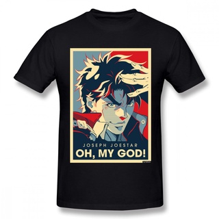 เสื้อยืดผ้าฝ้ายพิมพ์ลายขายดี Jojo Bizarre Adventure Vintage Joestar Joseph Oh My God Letter Cool Tee Shirt Sports MenS