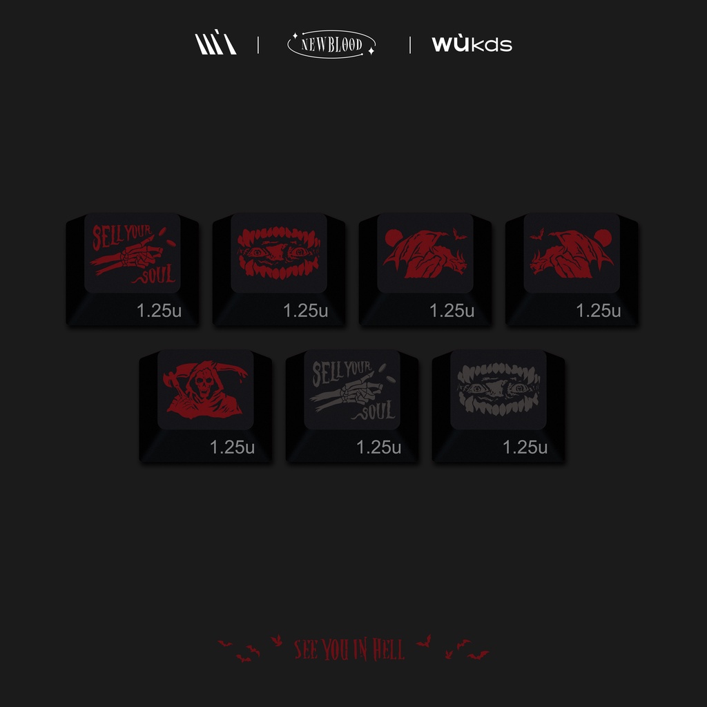 WUKDS ใหม่ BLOOD Keycaps 150 คีย์ PBT Dye-Sublimation Keycaps Cherry ...