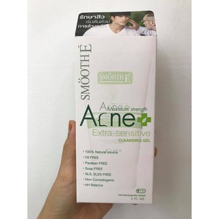 Smooth E acne maximum strength extra-sensitive cleansing gel 4oz.