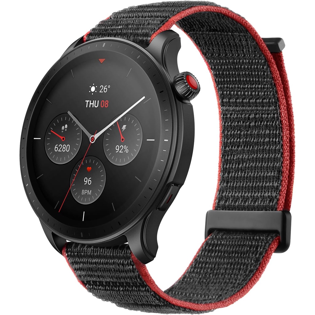 amazfit-gtr-4-racetrack-grey-นาฬิกาสมาร์ทวอทช์-นาฬิกาออกกำลังกาย-สีดำแดง-ของแท้-ประกันศูนย์-1ปี