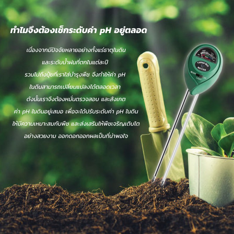 ภาพหน้าปกสินค้าเครื่องทดสอบดิน รุ่น 3 in 1 TQ-95 Soil Meter วัดค่า pH ความชื้น แสง จากร้าน ljy112 บน Shopee