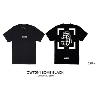 เสื้อยืดโอเวอร์ไซส์QWT01-1 BOMB BLACK เสื้อยืดสีดำS-3XL